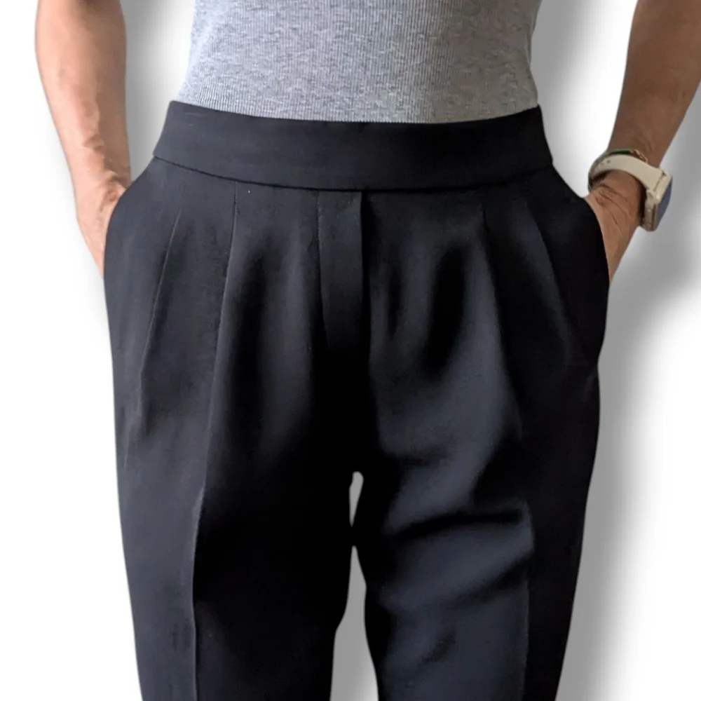 Aritzia Babaton Black Crepe Ankle Cropped Dressy Pull On Stretch Waist Pants 4 - Picture 3 of 16
